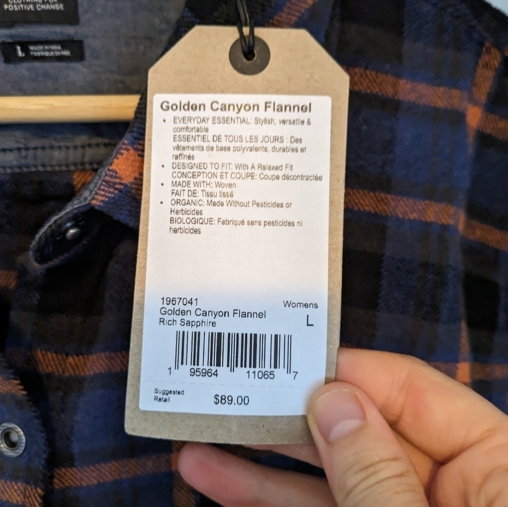 PRANA Women's Golden Canyon Cotton Flannel Button Down Shirt Shacket Size L - Picture 4 of 8